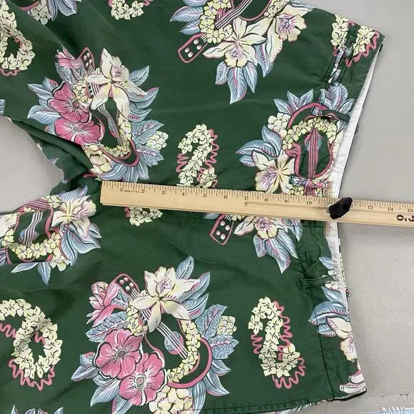 Vtg Polo Ralph Lauren Floral Shorts Mens 36 Green Tropical Floral Ukelele Y2K - Picture 7 of 14